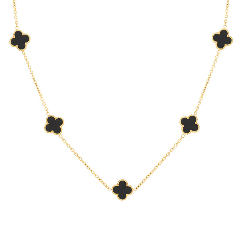 LUSSO Black Celeste Clover Necklace