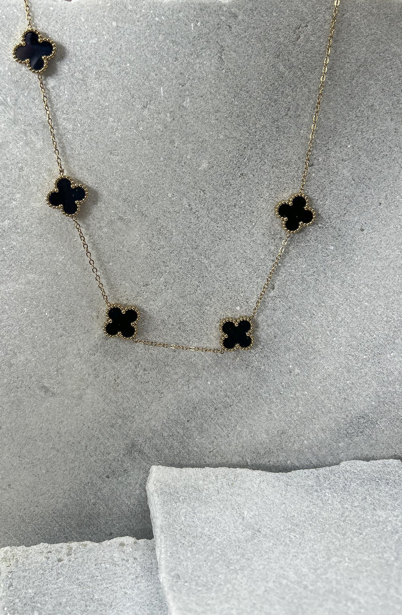 LUSSO Black Celeste Clover Necklace