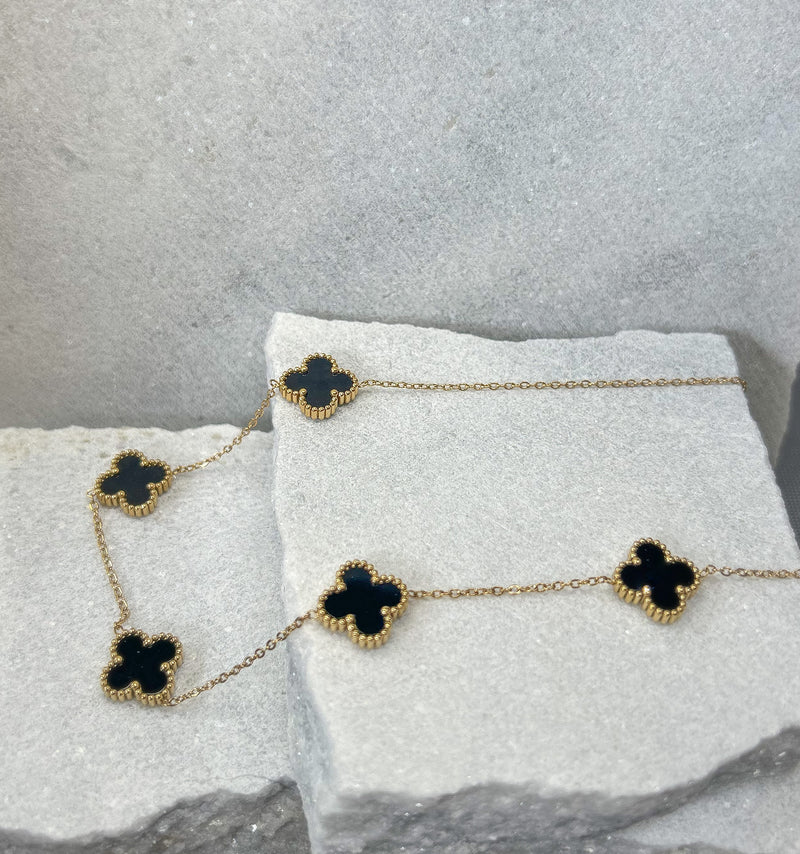 LUSSO Black Celeste Clover Necklace